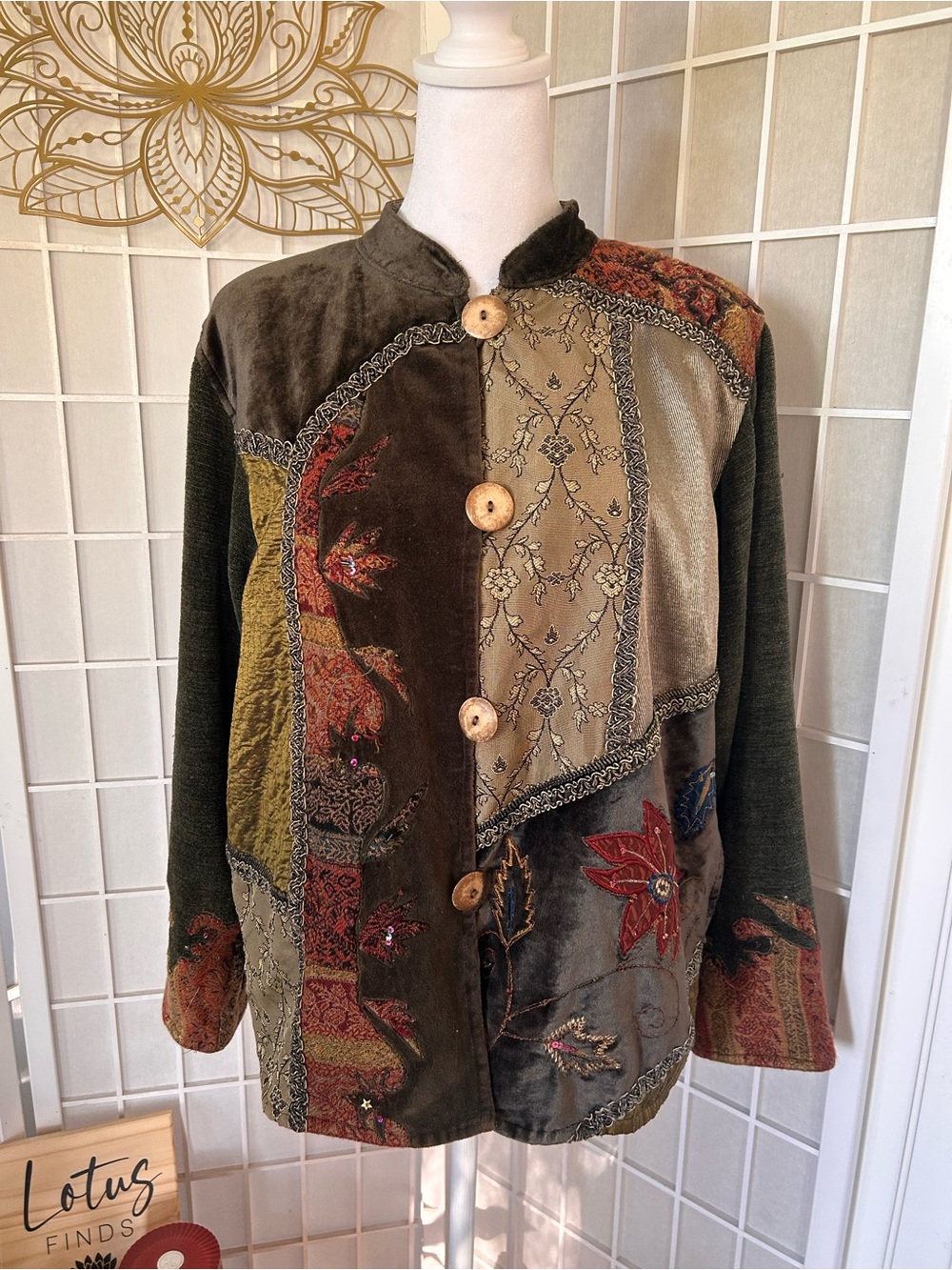 Flashback Boho Patchwork Embellished Jacket Size Small